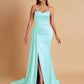 Elegant Soft Satin Sweetheart Strapless Side-Slit Mermaid Bridesmaid Dresses