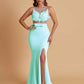 Sexy Soft Satin Mermaid Illusion Side Slit Floor-Length Bridesmaid Dresses Online