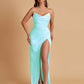 Sexy Soft Satin Mermaid V-neck Side Slit Floor-Length Bridesmaid Dresses Online