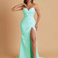 Elegant Soft Satin Mermaid V-neck Side Slit Floor-Length Bridesmaid Dresses Online