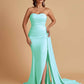 Simple Soft Satin Mermaid Strapless Floor-Length Mermaid Bridesmaid Dresses