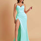 Simple Soft Satin Mermaid V-neck Floor-Length Mermaid Bridesmaid Dresses