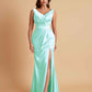 Elegant V Neck Soft Satin Side Slit Floor-Length Mermaid Bridesmaid Dresses