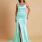 Elegant Soft Satin Mermaid Bowknot Floor-Length Mermaid Bridesmaid Dresses