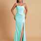 Gorgeous Spaghetti Straps Soft Satin Side Slit Floor-Length Mermaid Bridesmaid Dresses