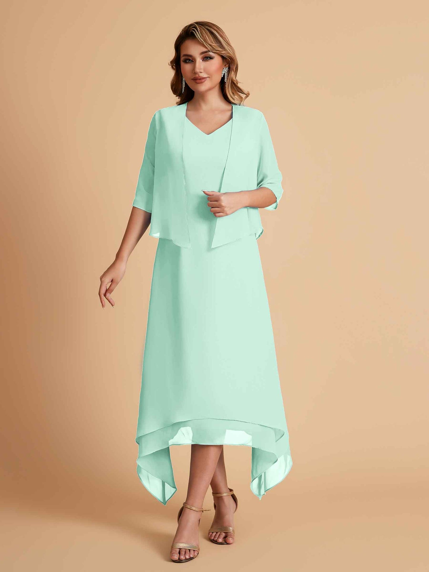 Elegant A-line Chiffon Short Sleeves Mother of the Brides Dresses Online