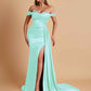 Gorgeous Soft Satin V-neck Off-the-Shoulder Side-Slit Mermaid Bridesmaid Dresses