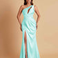 Sexy One Shoulder Soft Satin Side Slit Floor-Length Mermaid Bridesmaid Dresses