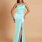 Sexy Soft Satin Mermaid One Shoulder Floor-Length Mermaid Bridesmaid Dresses