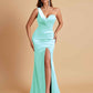 Gorgeous One Shoulder Soft Satin Side Slit Floor-Length Mermaid Bridesmaid Dresses