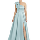 Luxury Bow Black Formal Dress One-Shoulder A-Line Gowns with Sexy Side Slit 2026