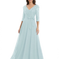 Chiffon Mother of the Bride Dress with Sequin V-Neck and Elegant Bow Sash