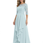 3/4 Sleeve Mother of the Bride Dress with Lace Embroidery High-Low Hem 2026