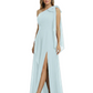 One-Shoulder Mother of the Bride Dress Chiffon Gown with Long Sash Detail