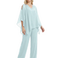 V-Neck Chiffon Mother of the Brides Dresses Plus Size Jacket Suits Wedding