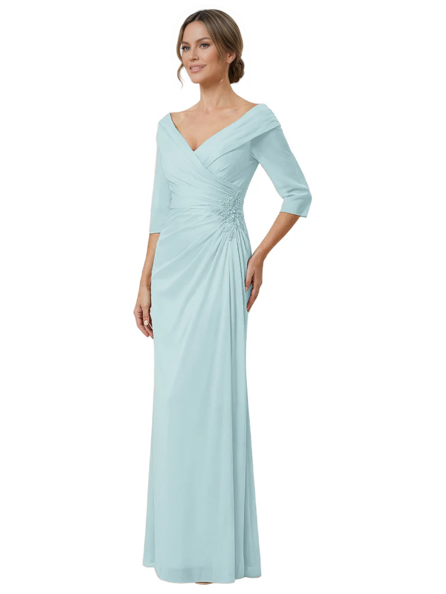 Elegant 3/4 Sleeve Mother of the Brides Dresses Mom Outfits Wedding Satin