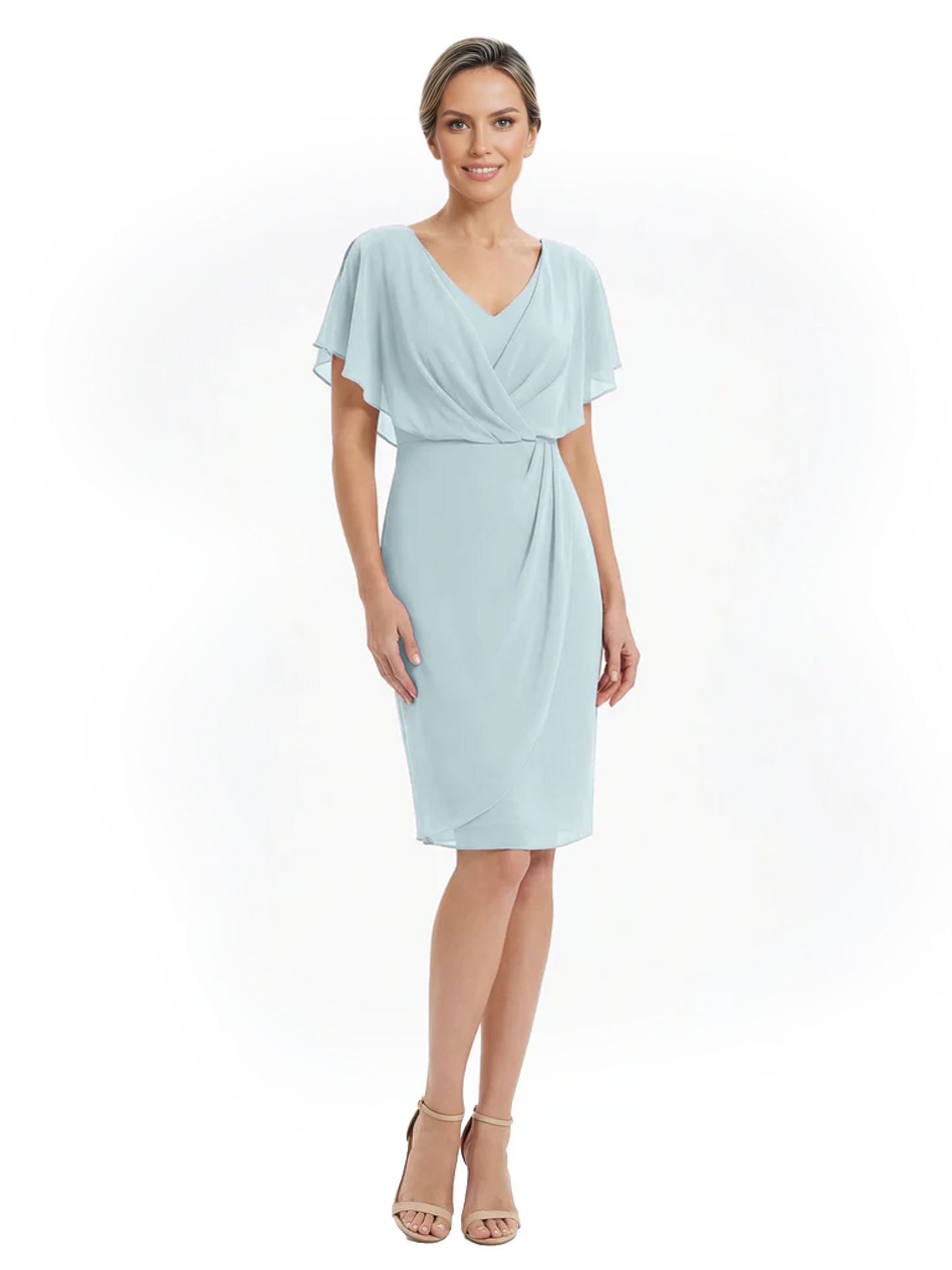 Chic Knee-Length Mother of Bride Formal Dress Slimming Chiffon Styles for Wedding Guest