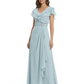 Elegant Mother of the Groom Dress Cascading Ruffle Chiffon Formal Gown Rhinestone
