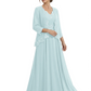 Plus Size A-line Chiffon 3/4 Sleeves Mother of the Brides Dresses Long Jacket Dress