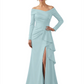 Elegant Mother of the Groom Dress Cascading Ruffle Satin Gown with High Slit Long Sleeves