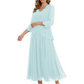 3/4 Sleeve Chiffon Mother of the Brides Dresses V-Neck Wedding Party Gowns
