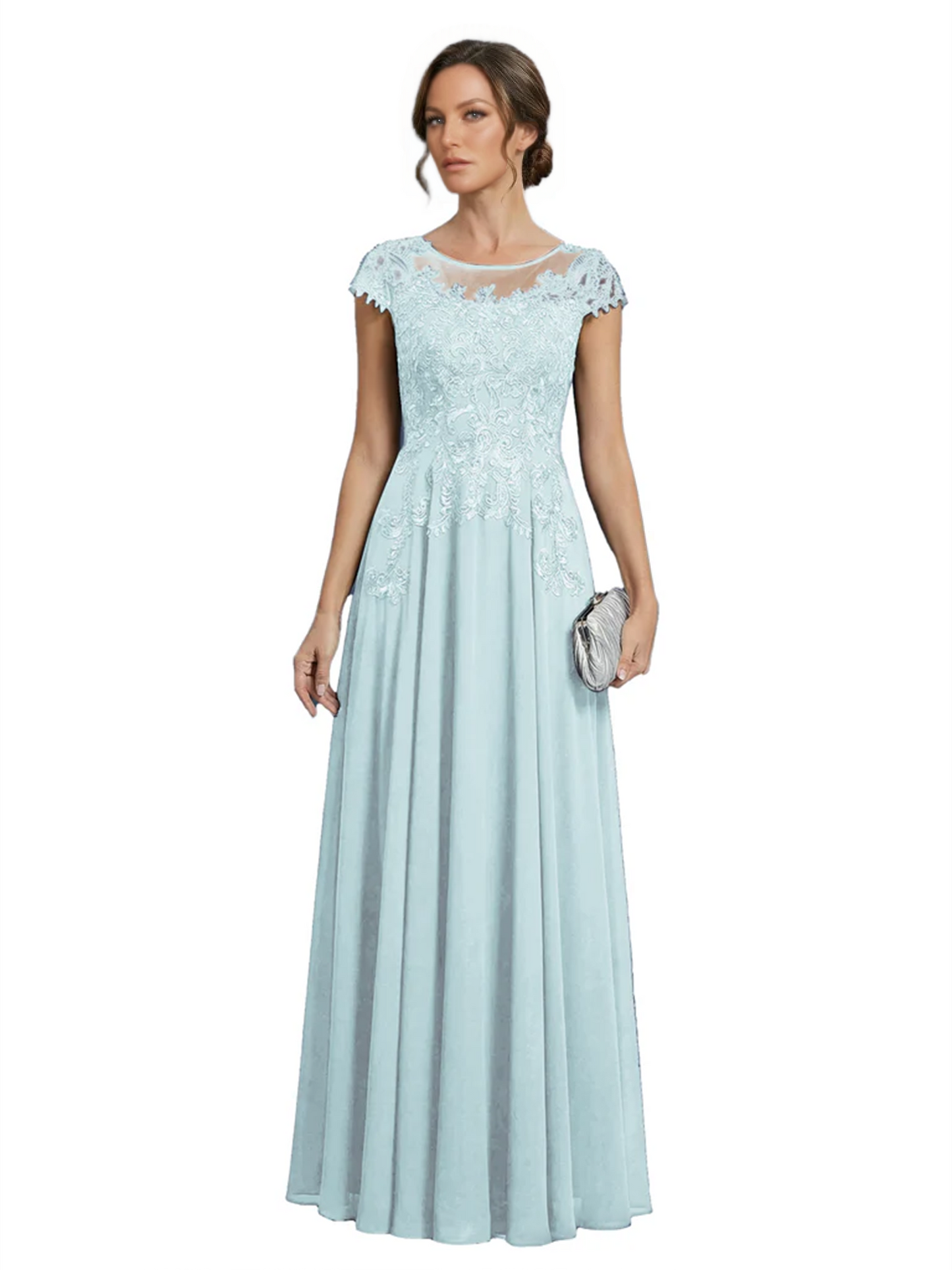 Chic Long A-Line Chiffon Mother of the Brides Dresses Sequin Mom Outfits For Wedding