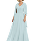 Luxury Formal Mother of Bride Dress Sparkling Sequin Top & Flowy Chiffon Skirt with Shawl