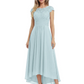 Elegant Evening Gown Trending 2026 Styles with Cap Sleeves High-Low Skirt