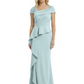 A-Line Satin Cap Sleeves Mother of the Brides Dresses Floor Length For Wedding