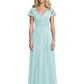 Mother of the Bride Dress Cap Sleeves and V-Neckline with Embroidered Lace Shoulders