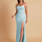 Sexy Strapless Soft Satin Side Slit Floor-Length Mermaid Bridesmaid Dresses