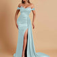 Gorgeous Soft Satin V-neck Off-the-Shoulder Side-Slit Mermaid Bridesmaid Dresses