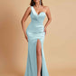 Gorgeous One Shoulder Soft Satin Side Slit Floor-Length Mermaid Bridesmaid Dresses