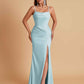 Gorgeous Spaghetti Straps Soft Satin Side Slit Floor-Length Mermaid Bridesmaid Dresses