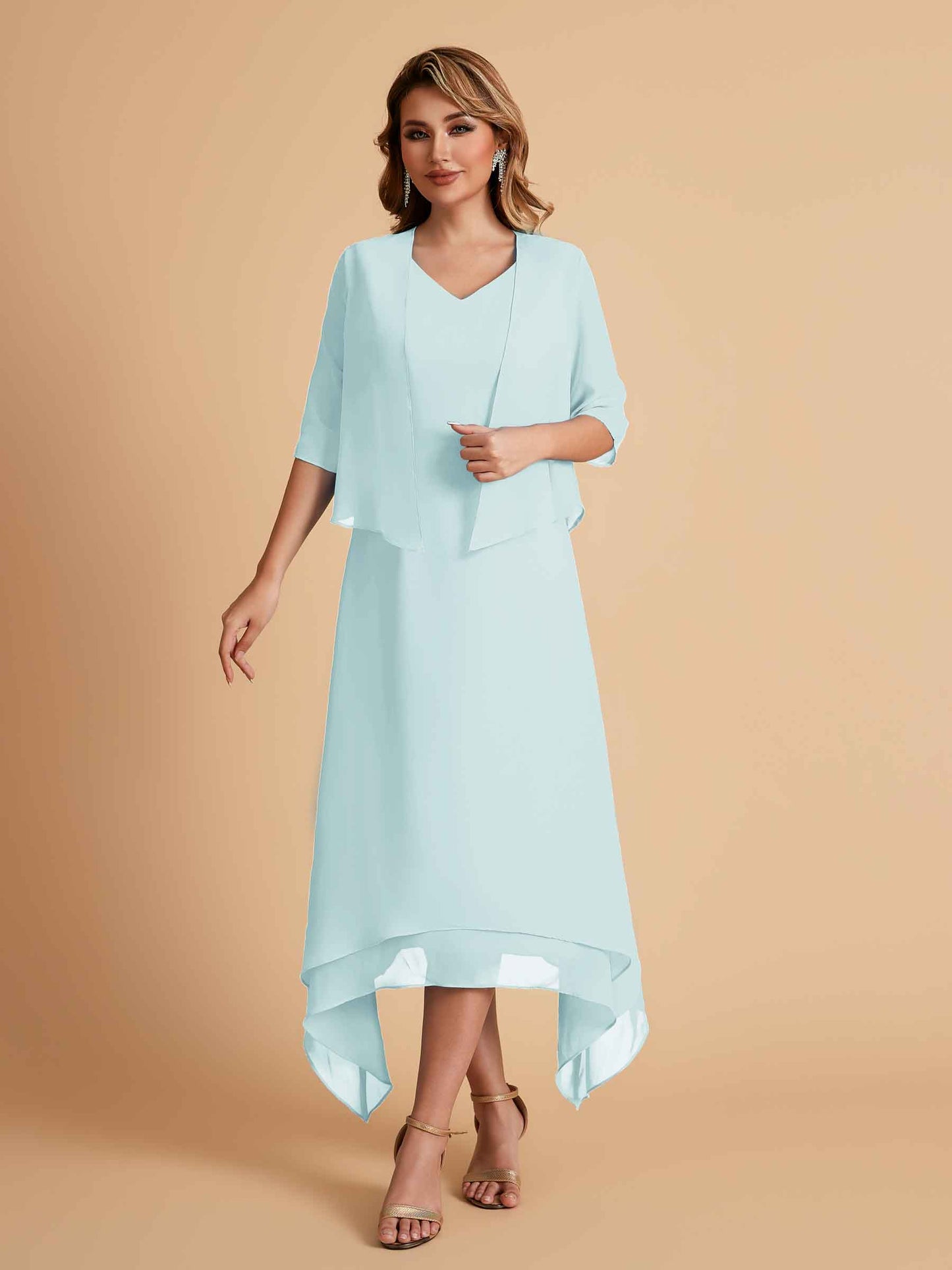 Elegant A-line Chiffon Short Sleeves Mother of the Brides Dresses Online