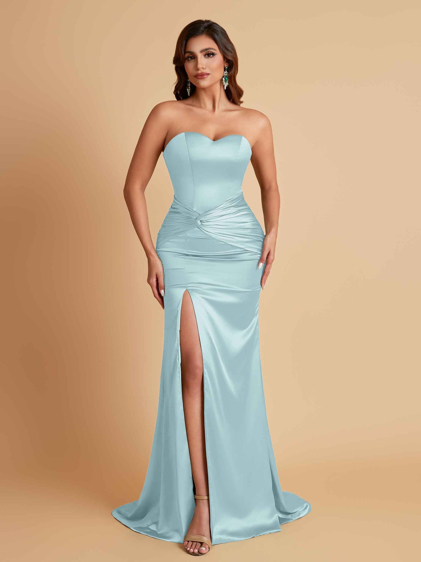 Sexy Soft Satin Mermaid Sweetheart Floor-Length Mermaid Bridesmaid Dresses