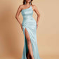 Gorgeous Strapless Soft Satin Side Slit Floor-Length Mermaid Bridesmaid Dresses