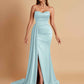 Elegant Soft Satin Sweetheart Strapless Side-Slit Mermaid Bridesmaid Dresses