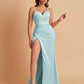 Simple Soft Satin Mermaid V-neck Floor-Length Mermaid Bridesmaid Dresses
