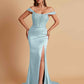 Sexy Soft Satin V-neck Off-the-shoulder Strapless Side-Slit Mermaid Bridesmaid Dresses