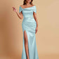 Elegant Soft Satin Off-the-shoulder Side-Slit Mermaid Bridesmaid Dresses
