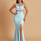 Sexy Soft Satin Mermaid Illusion Side Slit Floor-Length Bridesmaid Dresses Online