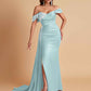 Elegant Soft Satin Mermaid Off Shoulder Floor-Length Mermaid Bridesmaid Dresses