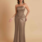 Sexy Soft Satin Mermaid Strapless Floor-Length Mermaid Bridesmaid Dresses