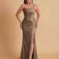 Gorgeous Spaghetti Straps Soft Satin Side Slit Floor-Length Mermaid Bridesmaid Dresses
