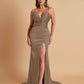 Sexy Soft Satin V-neck Spaghetti Strap Side-Slit Mermaid Bridesmaid Dresses