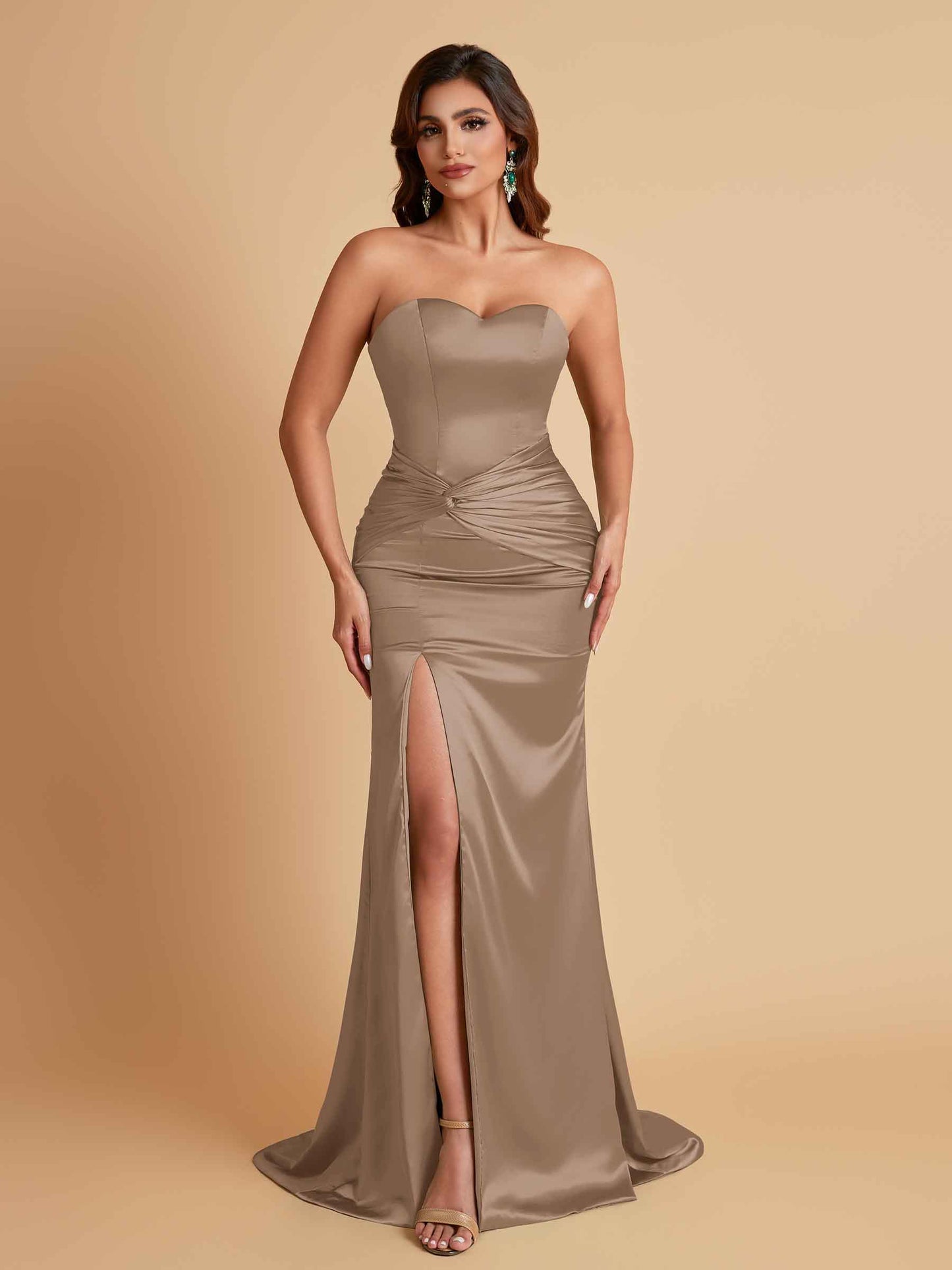 Sexy Soft Satin Mermaid Sweetheart Floor-Length Mermaid Bridesmaid Dresses
