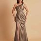 Sexy One Shoulder Soft Satin Side Slit Floor-Length Mermaid Bridesmaid Dresses