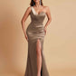Gorgeous One Shoulder Soft Satin Side Slit Floor-Length Mermaid Bridesmaid Dresses