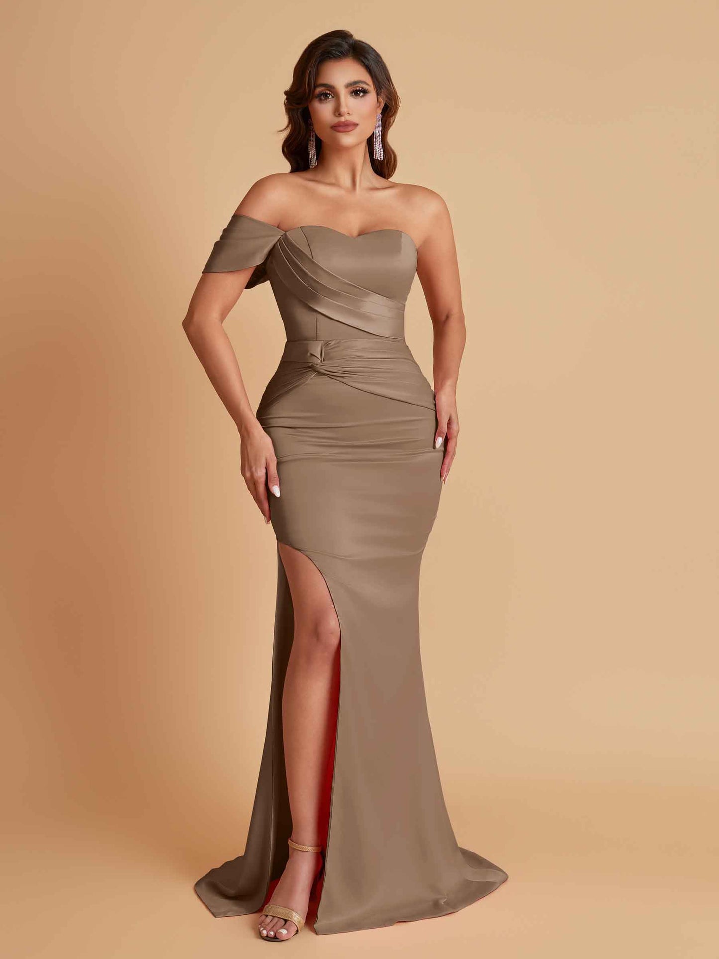 Sexy Soft Satin Mermaid One Shoulder Floor-Length Mermaid Bridesmaid Dresses